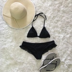Victoria’s Secret Black Ruffle Bikini Set